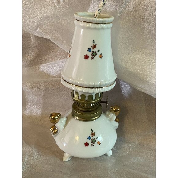 Porcelain Hurricane Oil Lamp & Shade  6” Japanese Japan Clown Theme - Picture 10 of 11